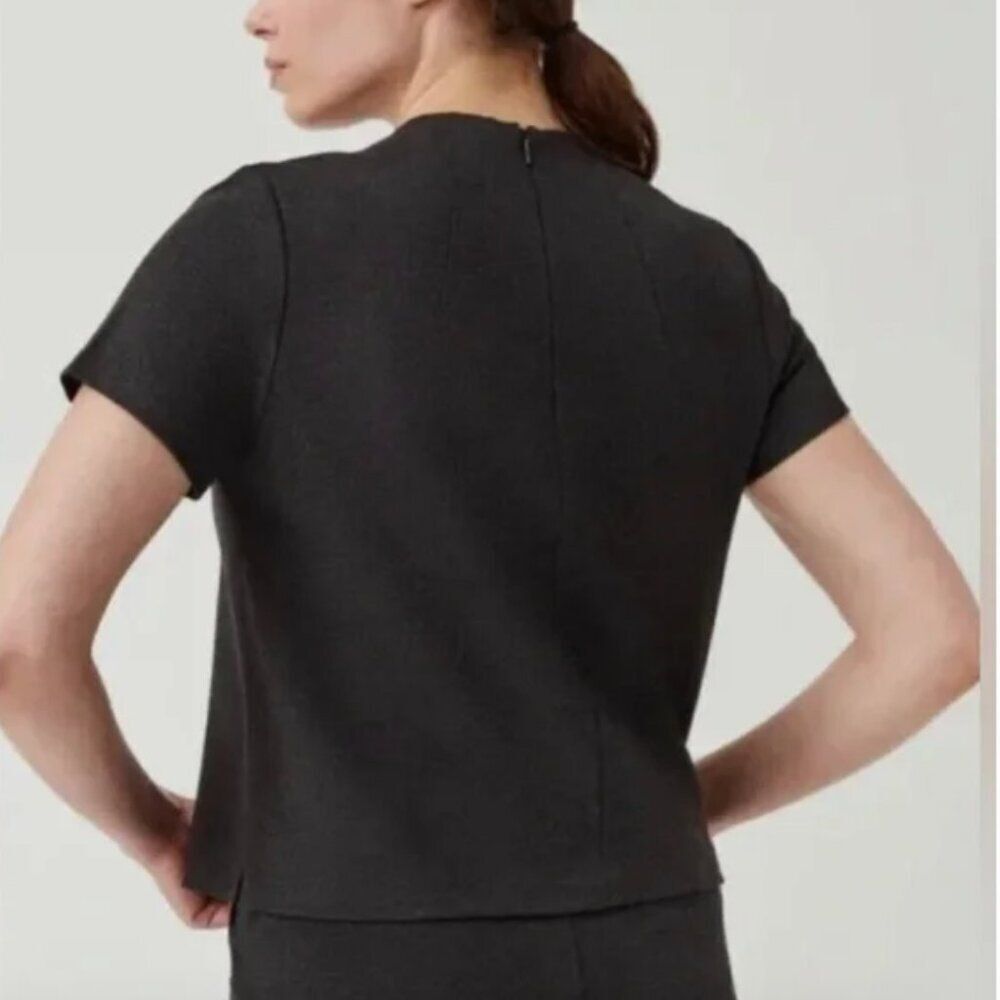 Spanx The Funnel Neck Top Charcoal Short Sleeve Size XS - Picture 2 of 9